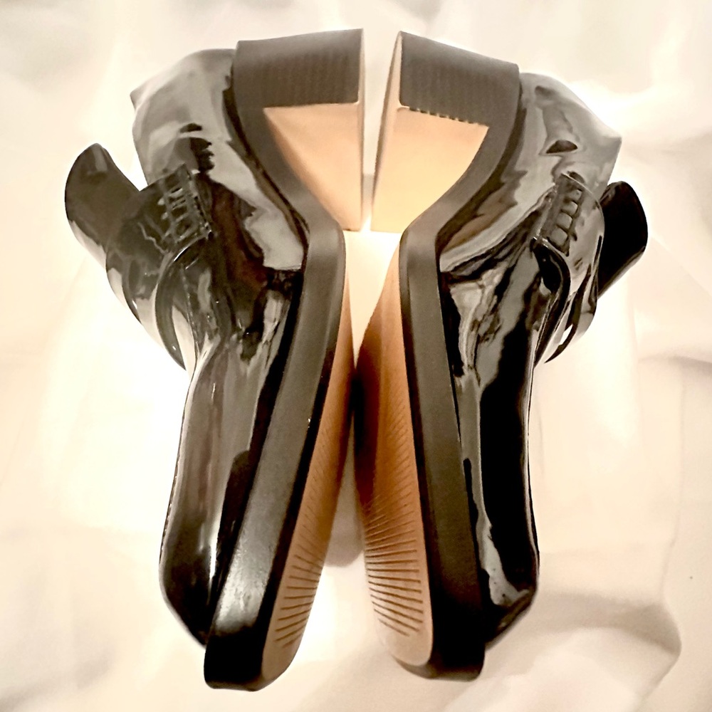 ZARA Black Patent Leather Loafers Block Chunky Heel NWOT | Women’s Size 40 - Picture 8 of 13